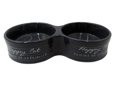 Duvo+ Double Feeding Bowl "Stone Happy Cat" (2x300ml)