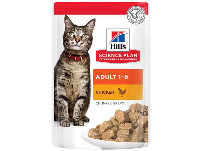 Hill`s Science Plan Adult Wet Cat Food Chicken Pouches 85gx12