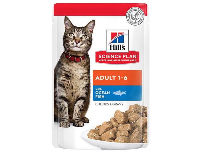 Hill`s Science Plan Tender Chunks in Gravy Adult Wet Cat Food Ocean Fish (Pouches) 85GX12