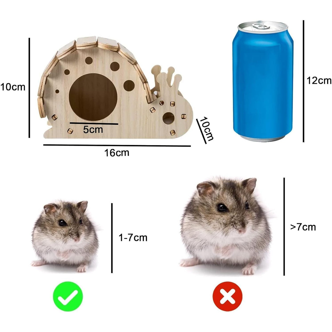 Wooden Snail Hamster Hideout House | 16x9.5x10cm Cozy Pet Bedroom