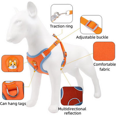 Harness Suede Reflective Chest Orange M