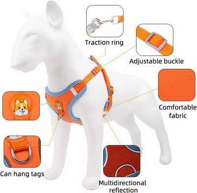 Harness Suede Reflective Chest Orange S