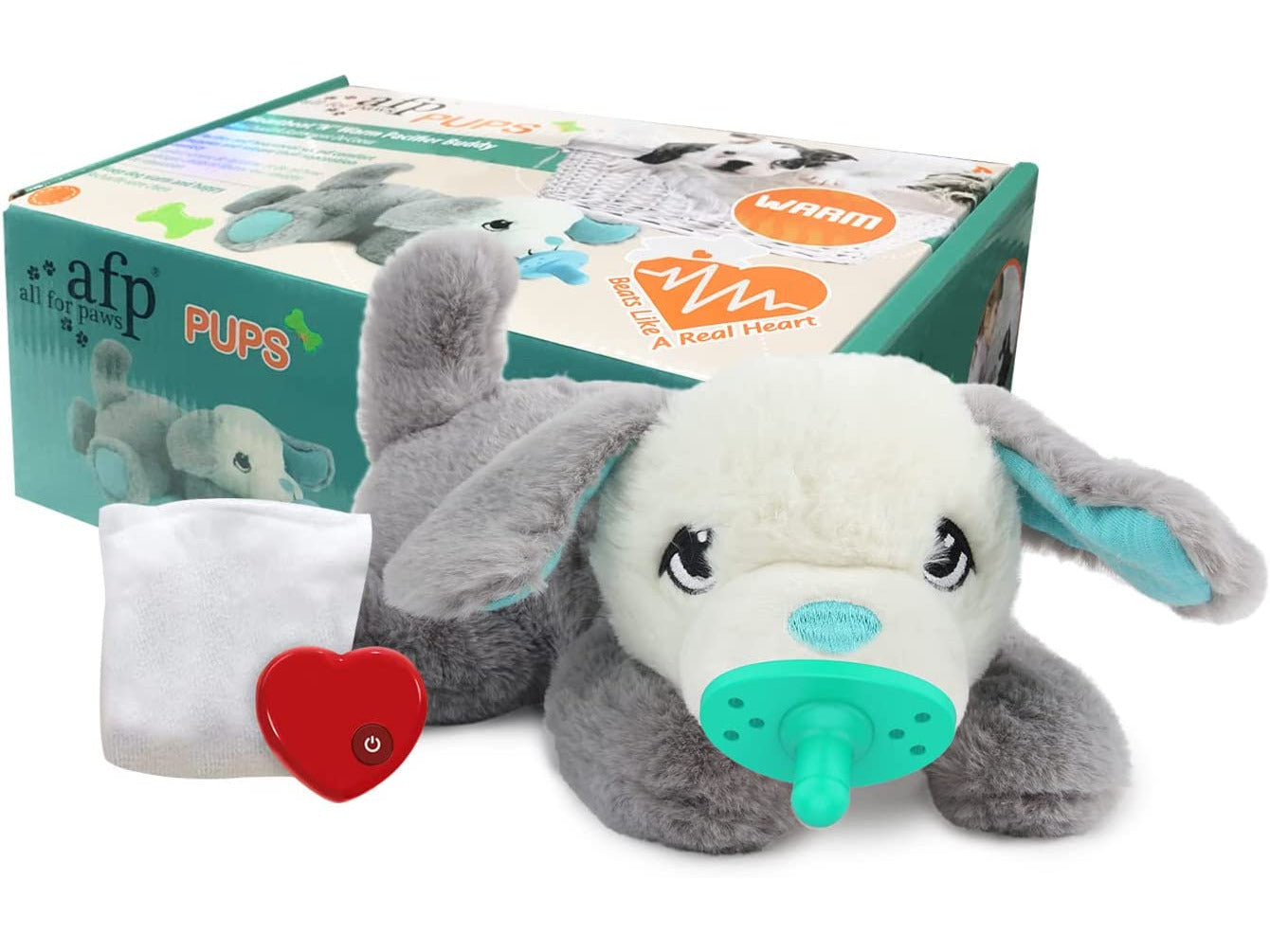 Afb Pups - Heartbeat"N" Warm Pacifier Buddy - White