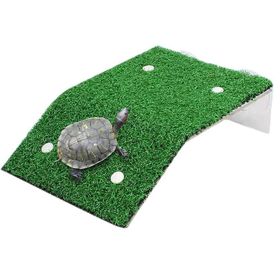 Turtle Platform With Fake Grass 20×21cm