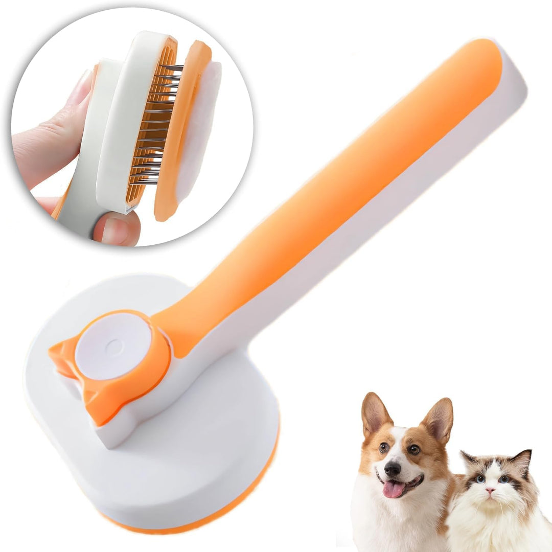 HOOPET Pet Oval Cat Head Self Cleaning Comb (White+Yellow) 65721