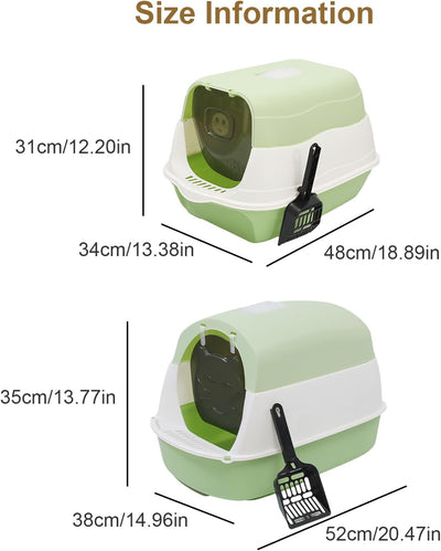 Cute Green Covered Cat Litter Box