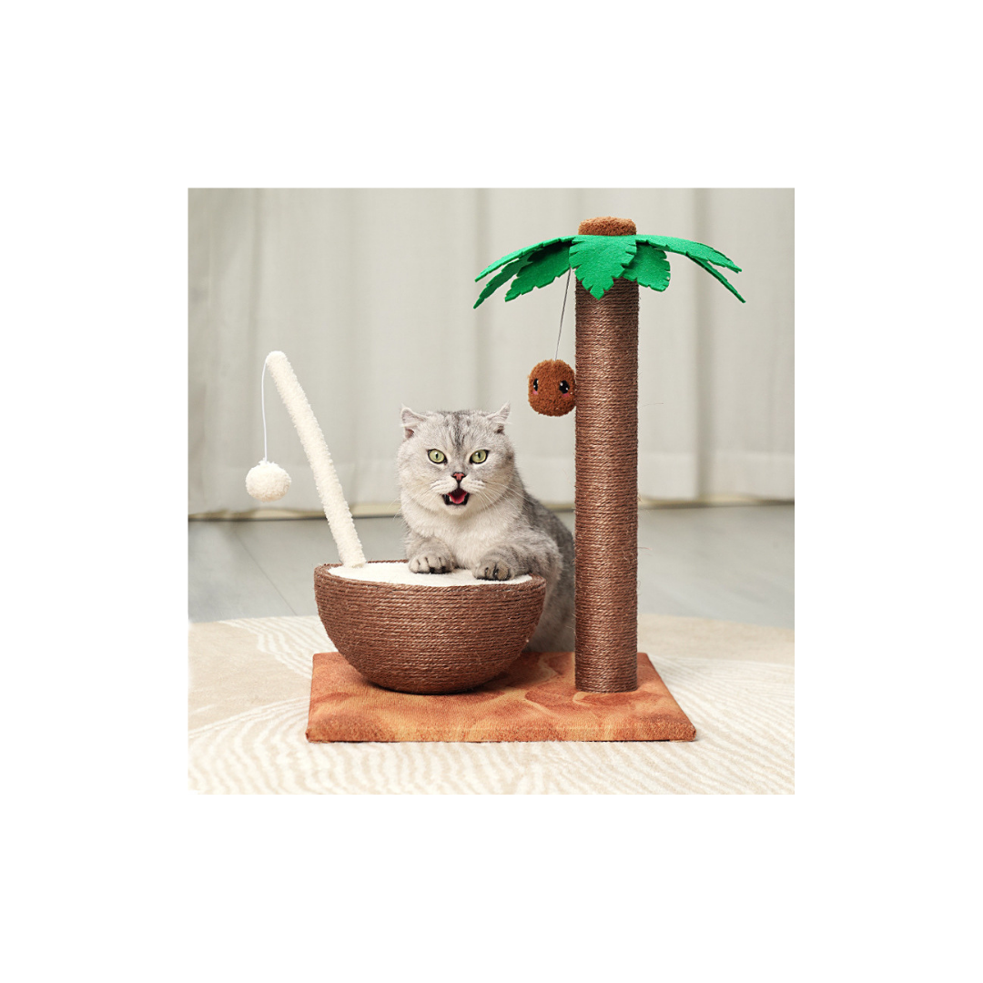 Compact Cat Climbing Tree with Scratching Post &amp; Lounge Perch