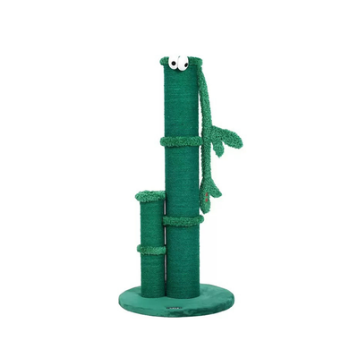Good Luck Dun Dun Double Bamboo-Themed Cat Scratching Post with Googly Eyes