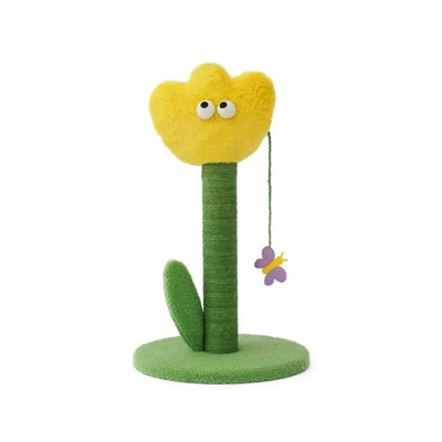 Adorable Tulip Flower Cat Scratching Post – Yellow
