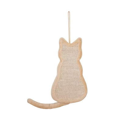 Hanging Cat-Shaped Sisal Scratching Pad with Plush Border