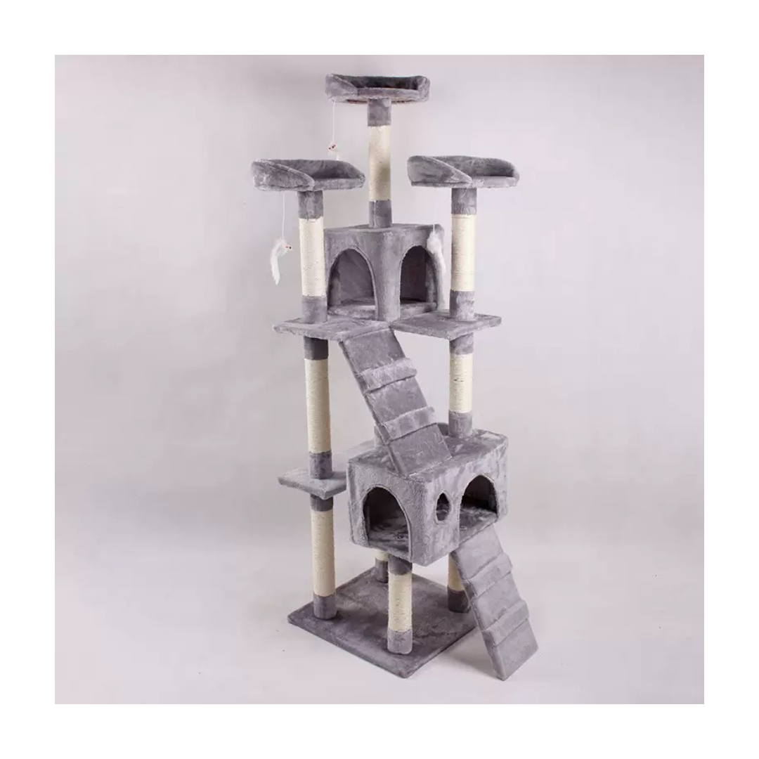 Multi-Level Cat Tree Condo with Scratching Posts, Condos &amp; Perches – Gray
