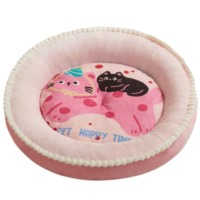 Round Egg Nest / Plush Pet Bed with Graphic Print 