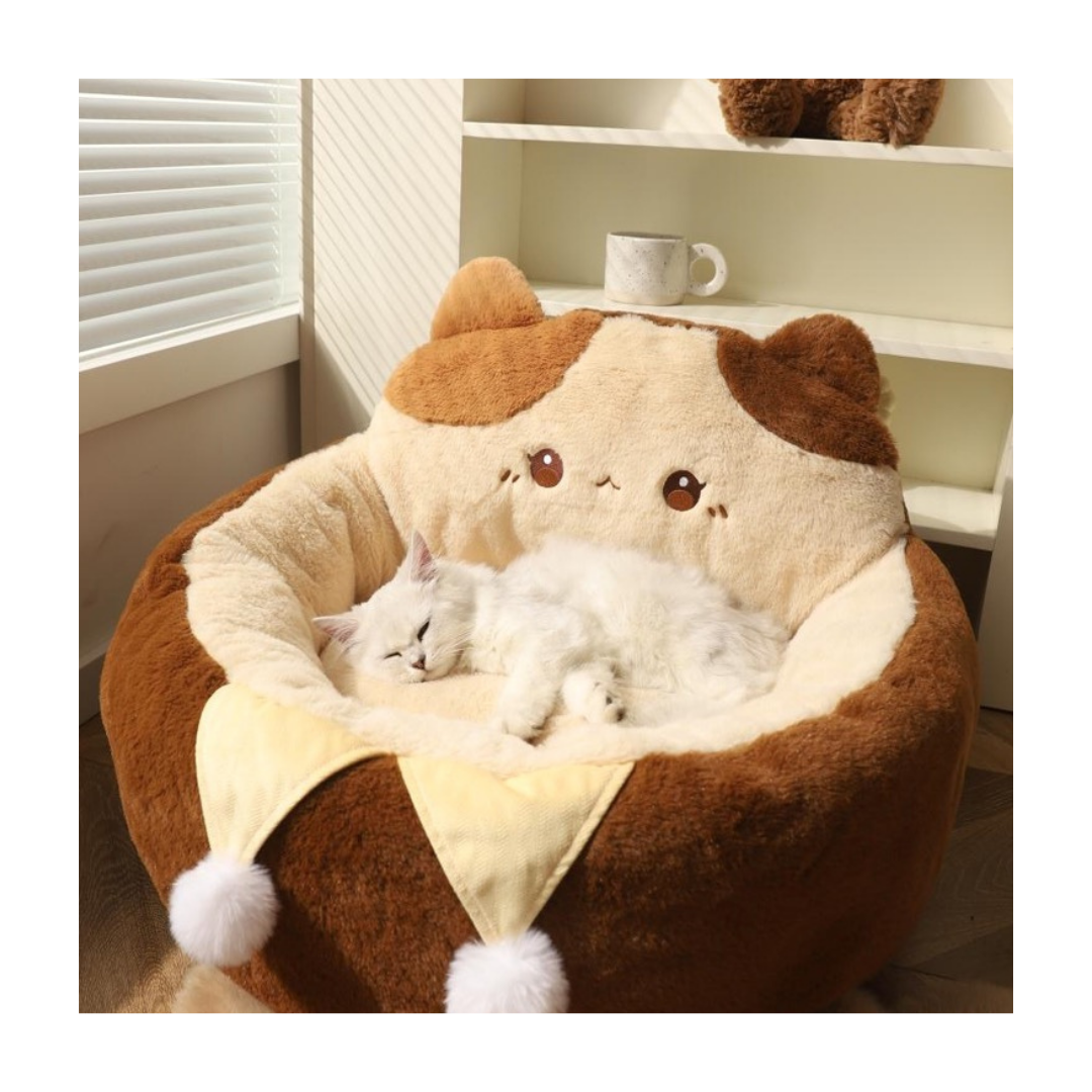 Three Flowers Cuddle Litter Cat Bed (Curry) –