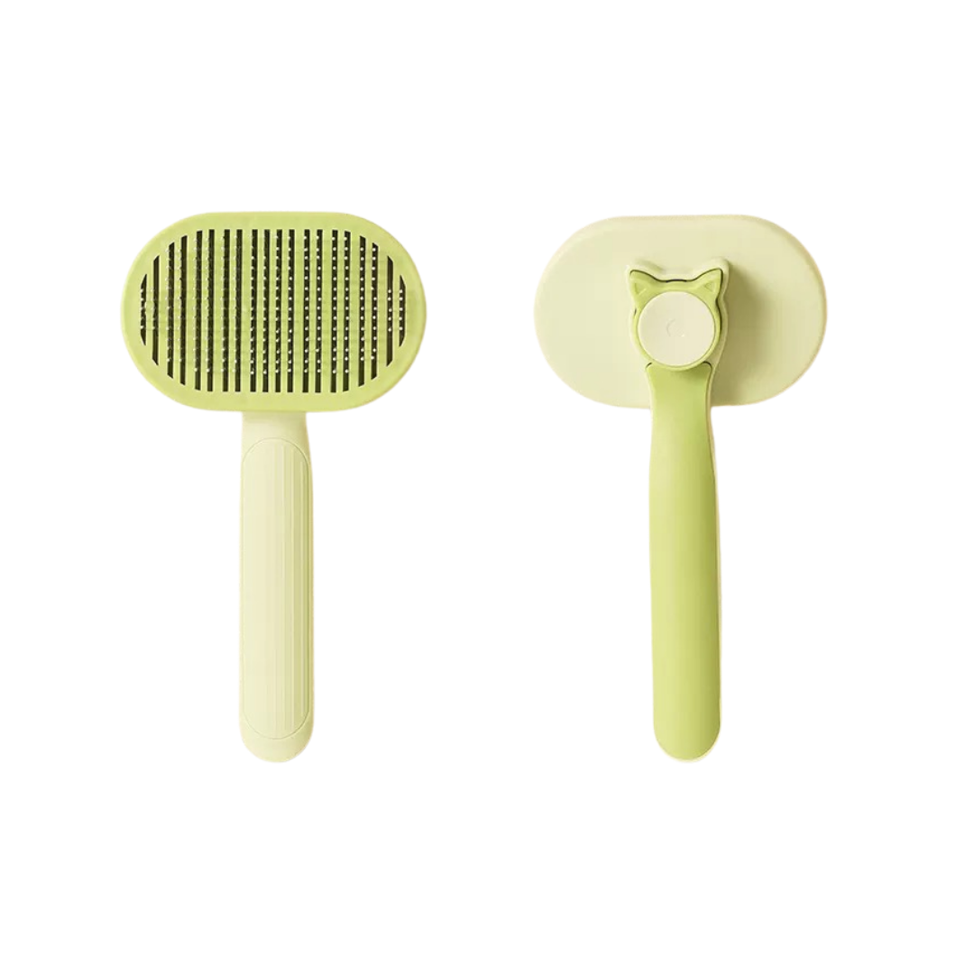 Hoopet Oval Cat Head Self-Cleaning Brush – Green Slicker Comb for Cats and Small Dogs