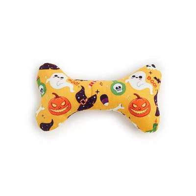 Yellow Plush Christmas Bone – Soft Holiday Dog Toy for Gentle Chewers