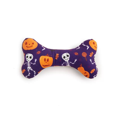Purple Plush Christmas Bone – Soft Holiday Dog Toy for Gentle Chewers