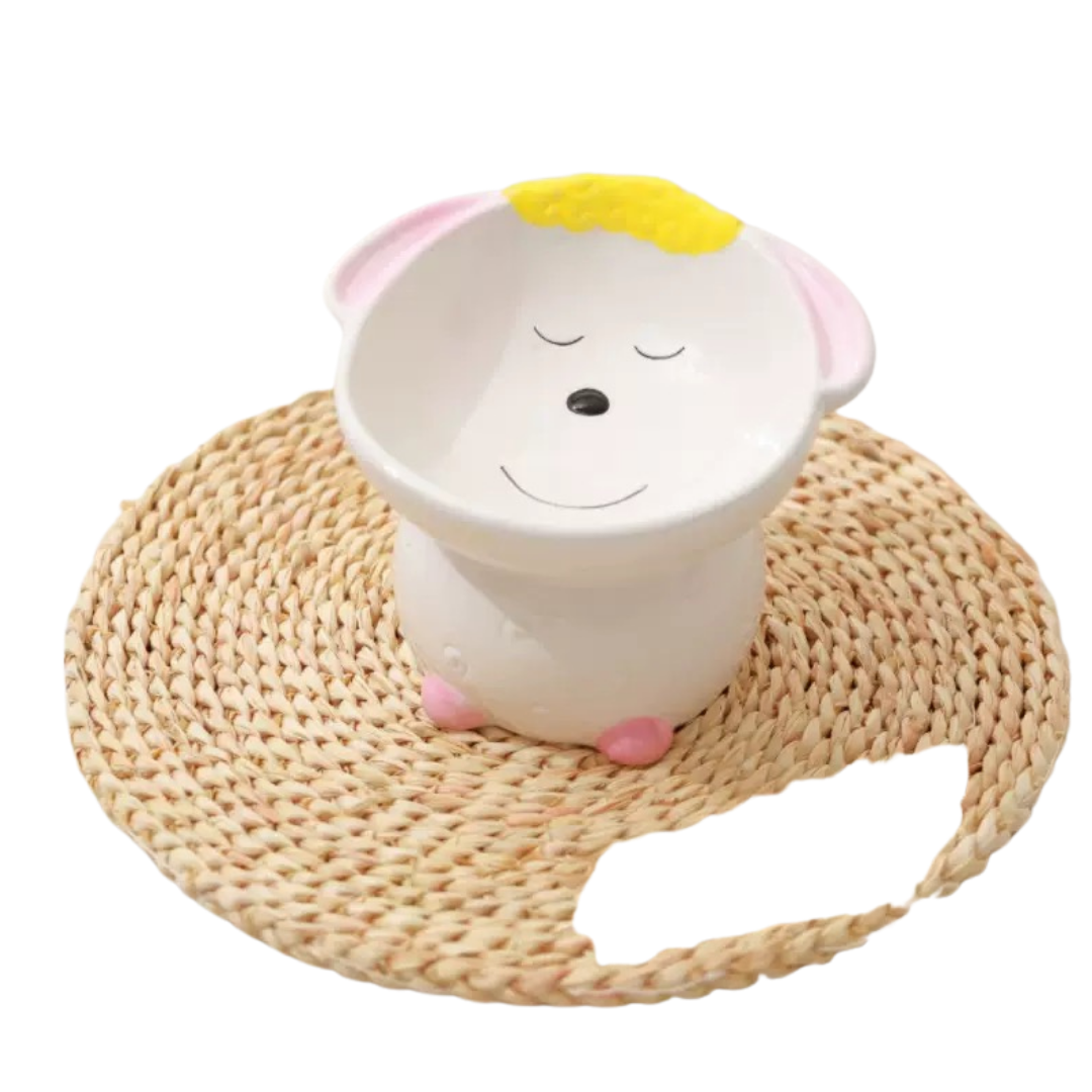 Yellow Alpaca Ceramic Pet Bowl 