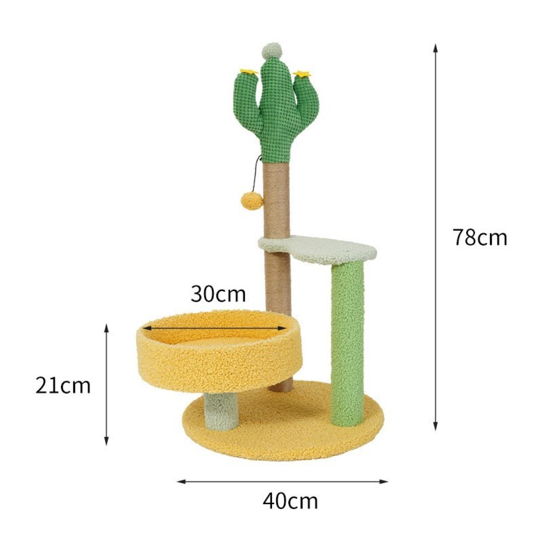 Modern Cactus Cat Tree with Scratcher 40*78cm