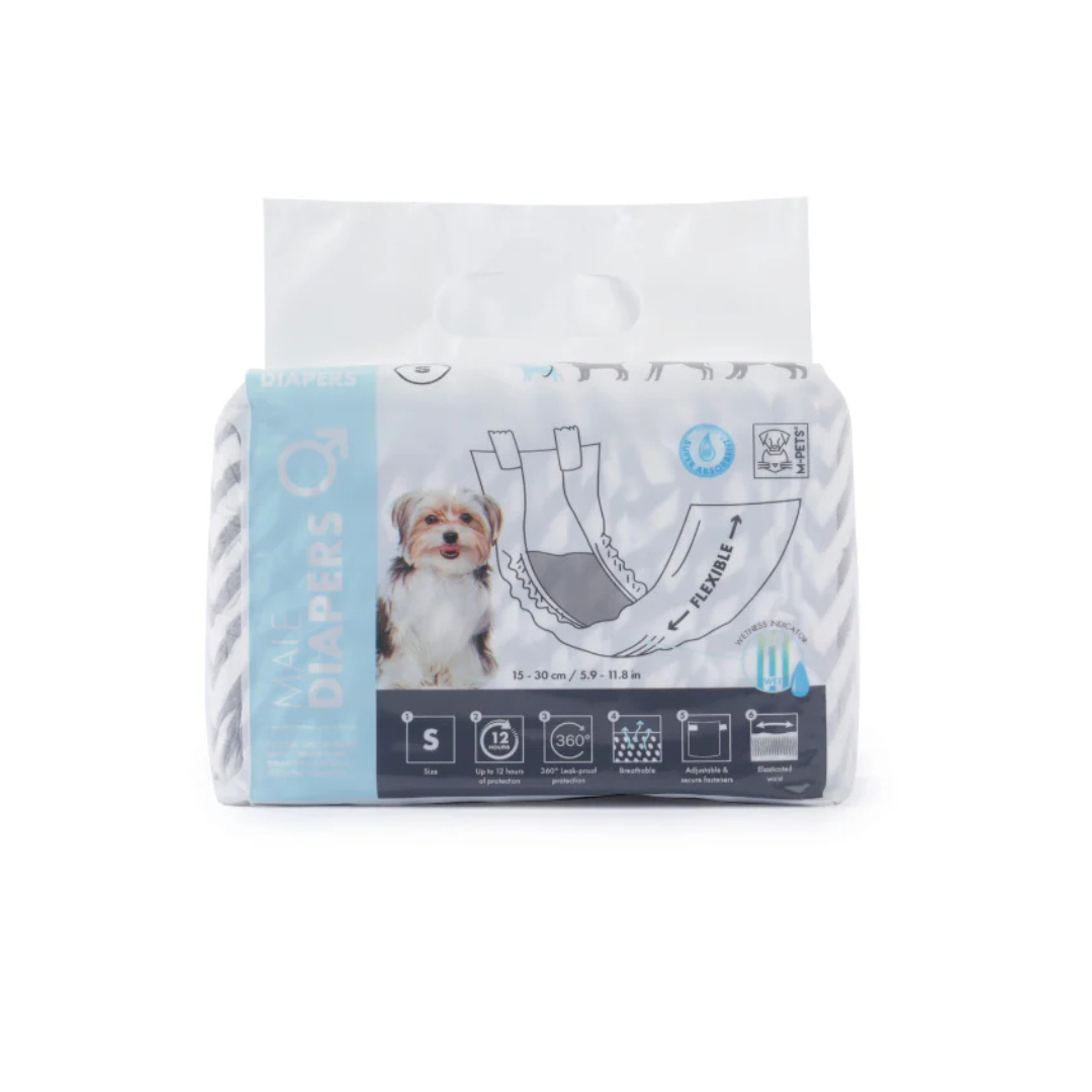 DIAPERS - Male Dog - (S ) - 12 pcs