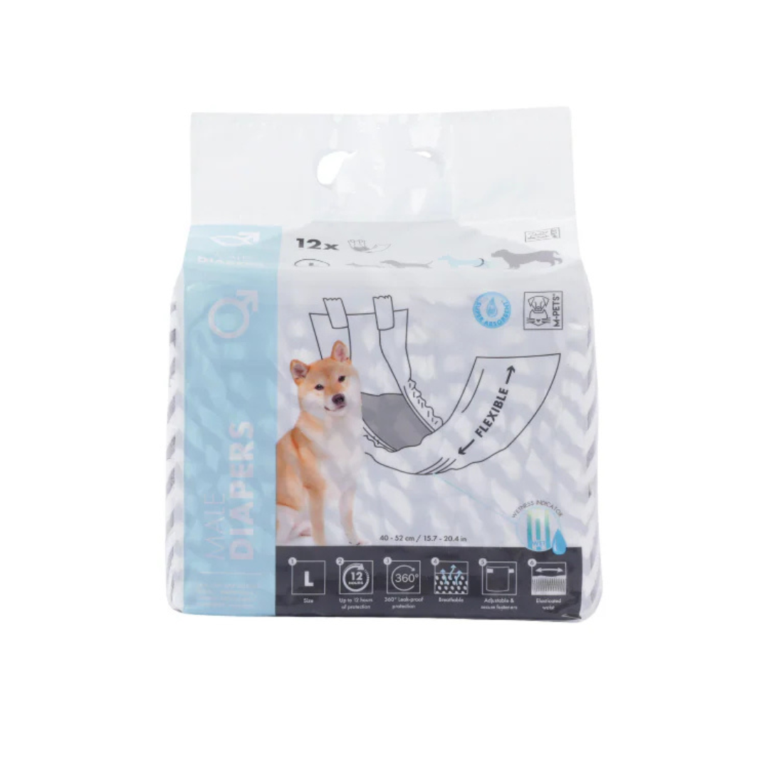 DIAPERS - Male Dog - (L) - 12 pcs