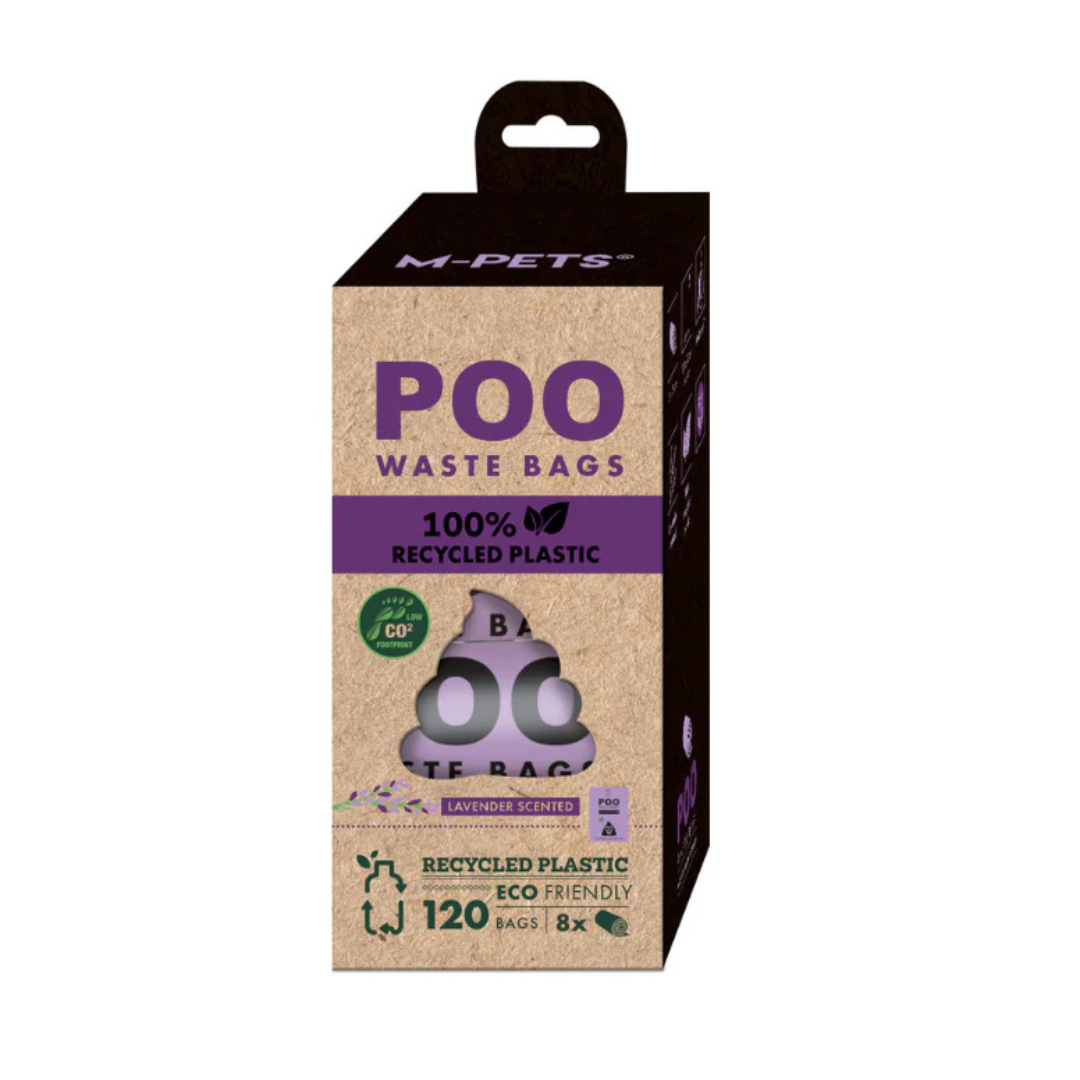 POO 100% Recycled Plastic Dog Waste Bags (120 bags) - Lavender Scented 8 rolls