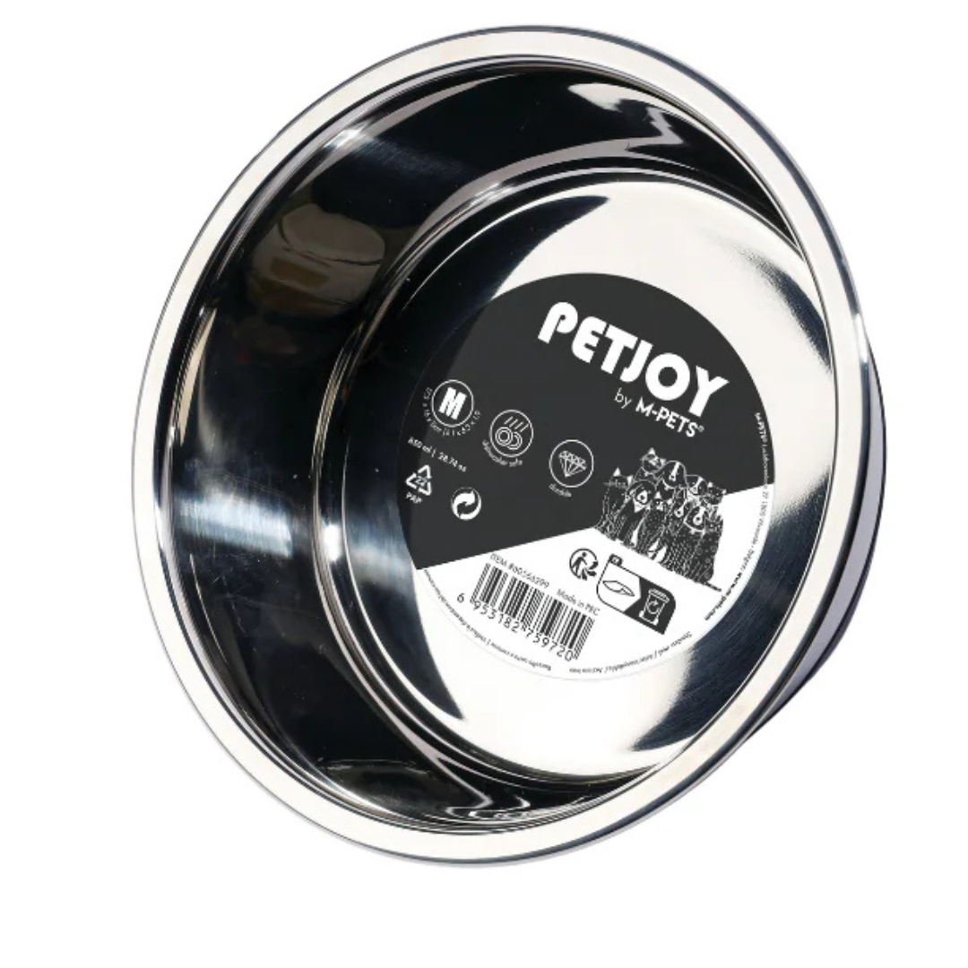 PETJOY CatFamily Stainless Bowl M - Black & White 850 ml