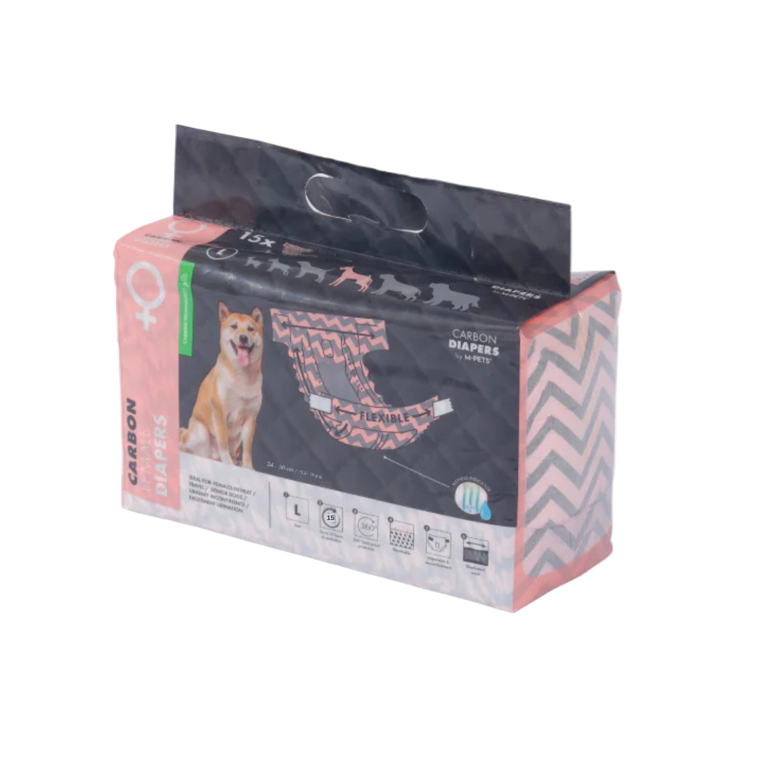 CARBON DIAPERS - Female Dog - (L) - 15 pcs