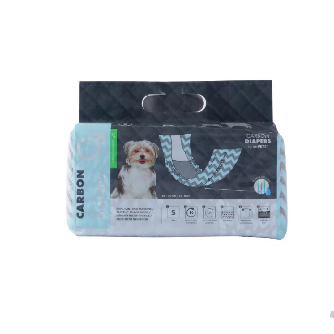 CARBON DIAPERS - Male Dog (S ) - 18 pcs