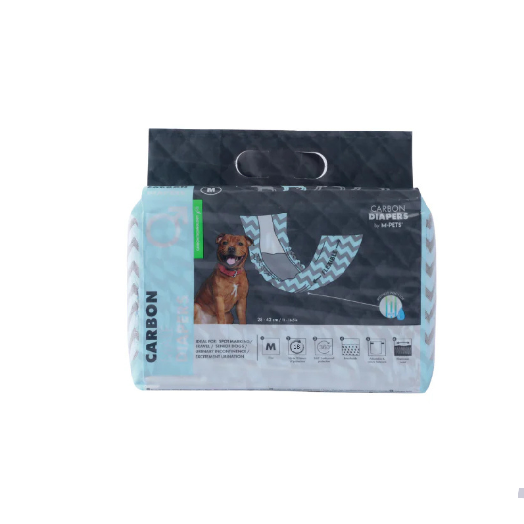 CARBON DIAPERS - Male Dog - (M) - 18 pcs