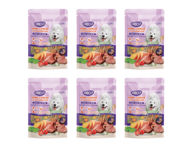 6 pouches of Moochie Homecook Lamb Sweet Potato & Spinach Recipe, each 255g