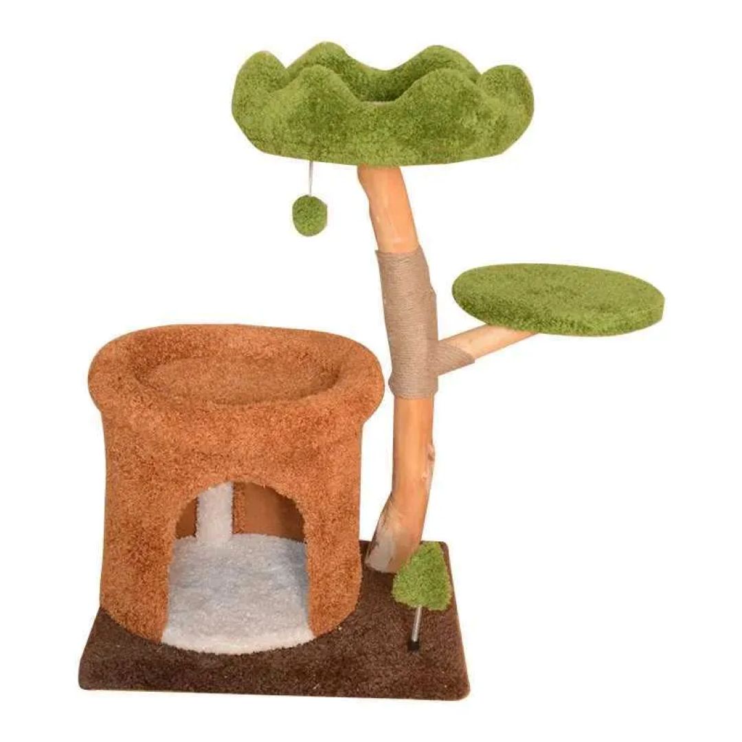 Cat Tree Natural Wood Scratching Post 50×40×80cm