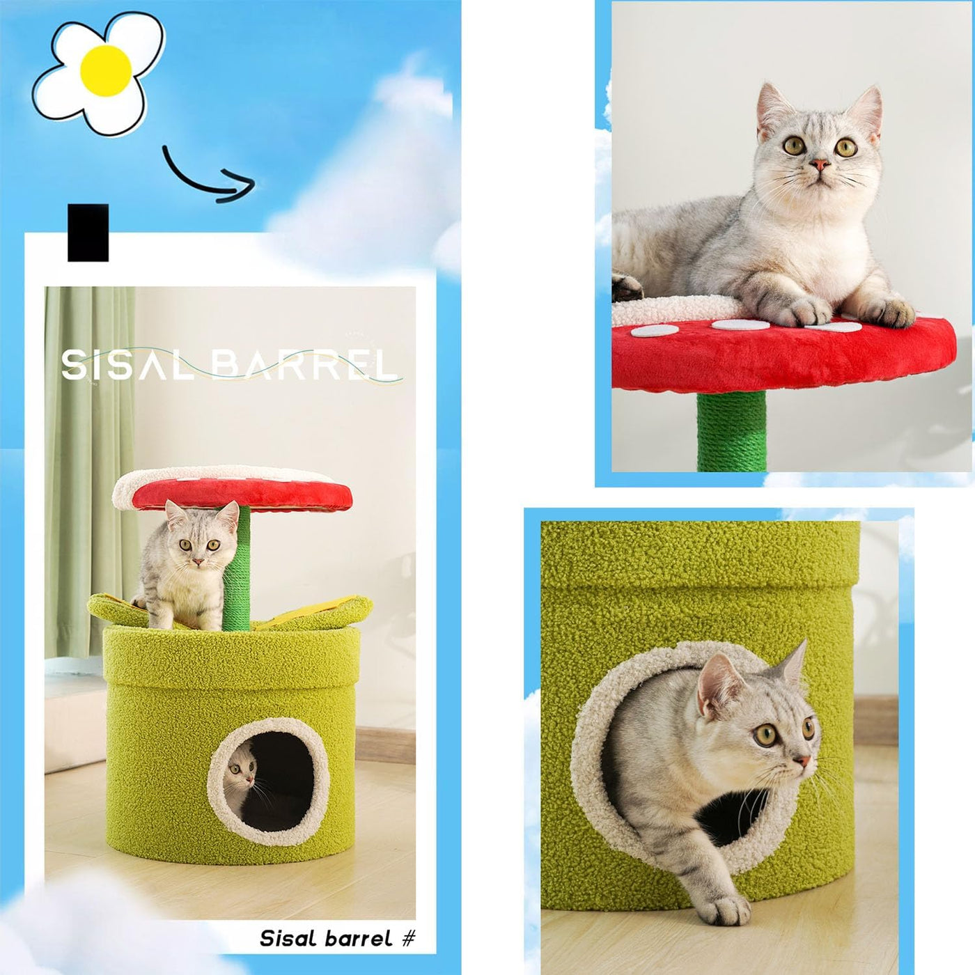 Modern Mushroom Cat Perch green 40*60cm