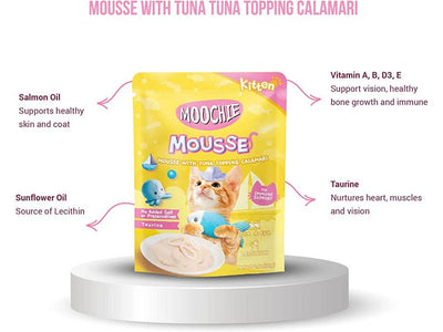 Moochie Kitten Tuna With Topping Calamari Mousse 70G Pouch