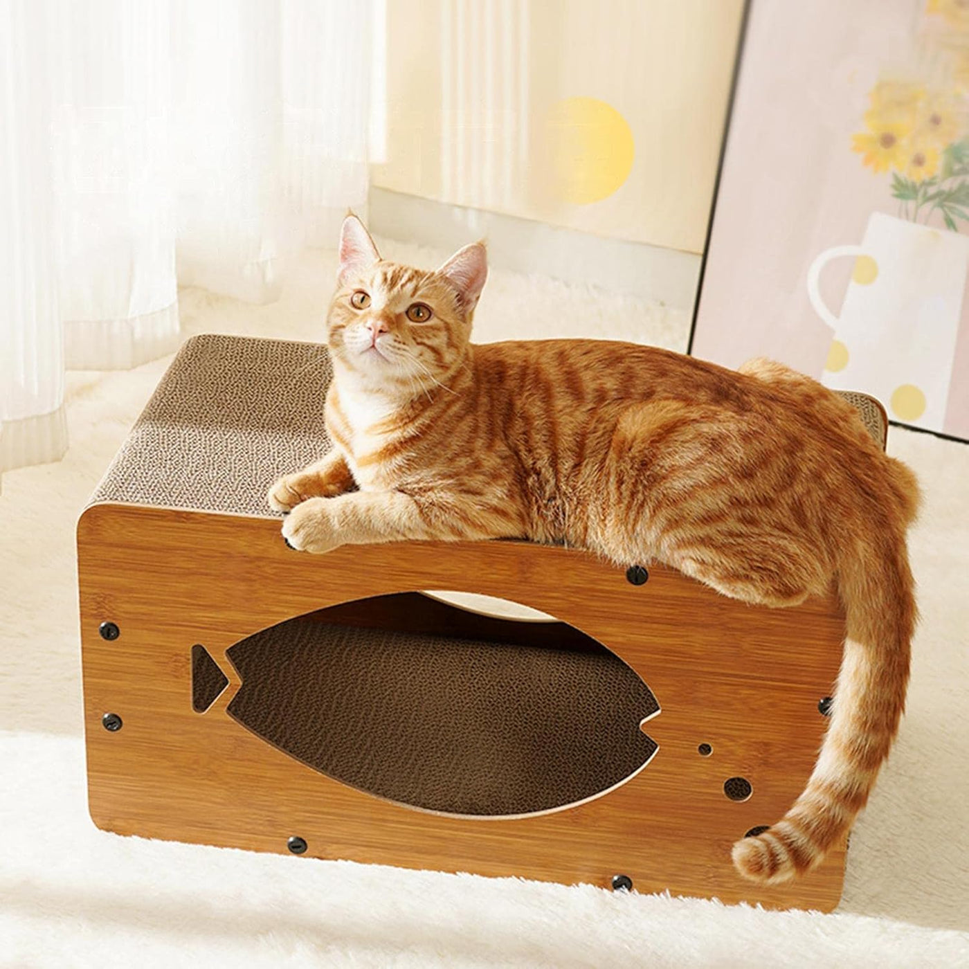 Cardboard  cat Scratch & Sleep House 55*29*28cm
