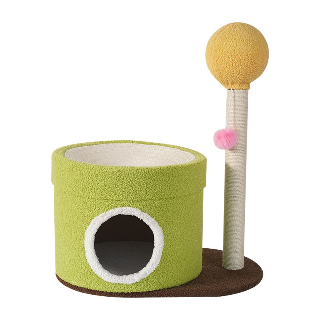 Compact Cat Condo with Scratcher and Cat tree green 56*37*70cm