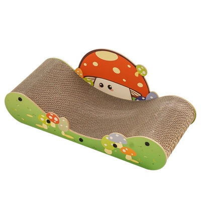 Modern Mushroom Cat Scratcher Lounge – Corrugated Cardboard Bed &amp; Scratch Pad 60×24×23 cm