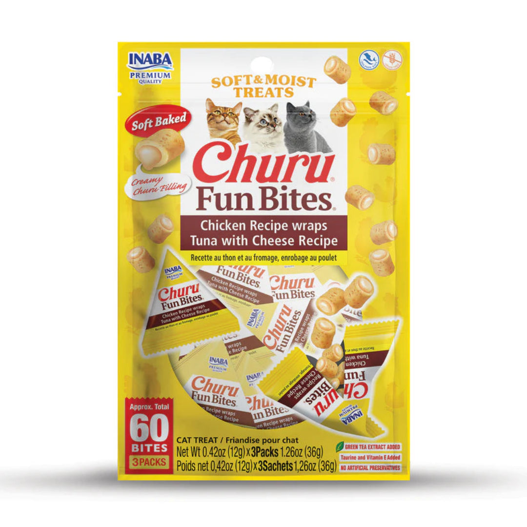 Churu Fun bites Chicken Recipe wraps Tuna with Cheese Recipe 12 g X 3 pouches in 1 pack