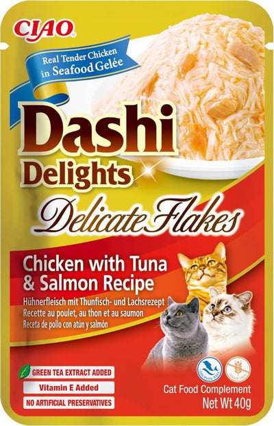 Dashi Delights Delicate Flakes Chicken with Tuna & Salmon Recipe 40gx6 pouches