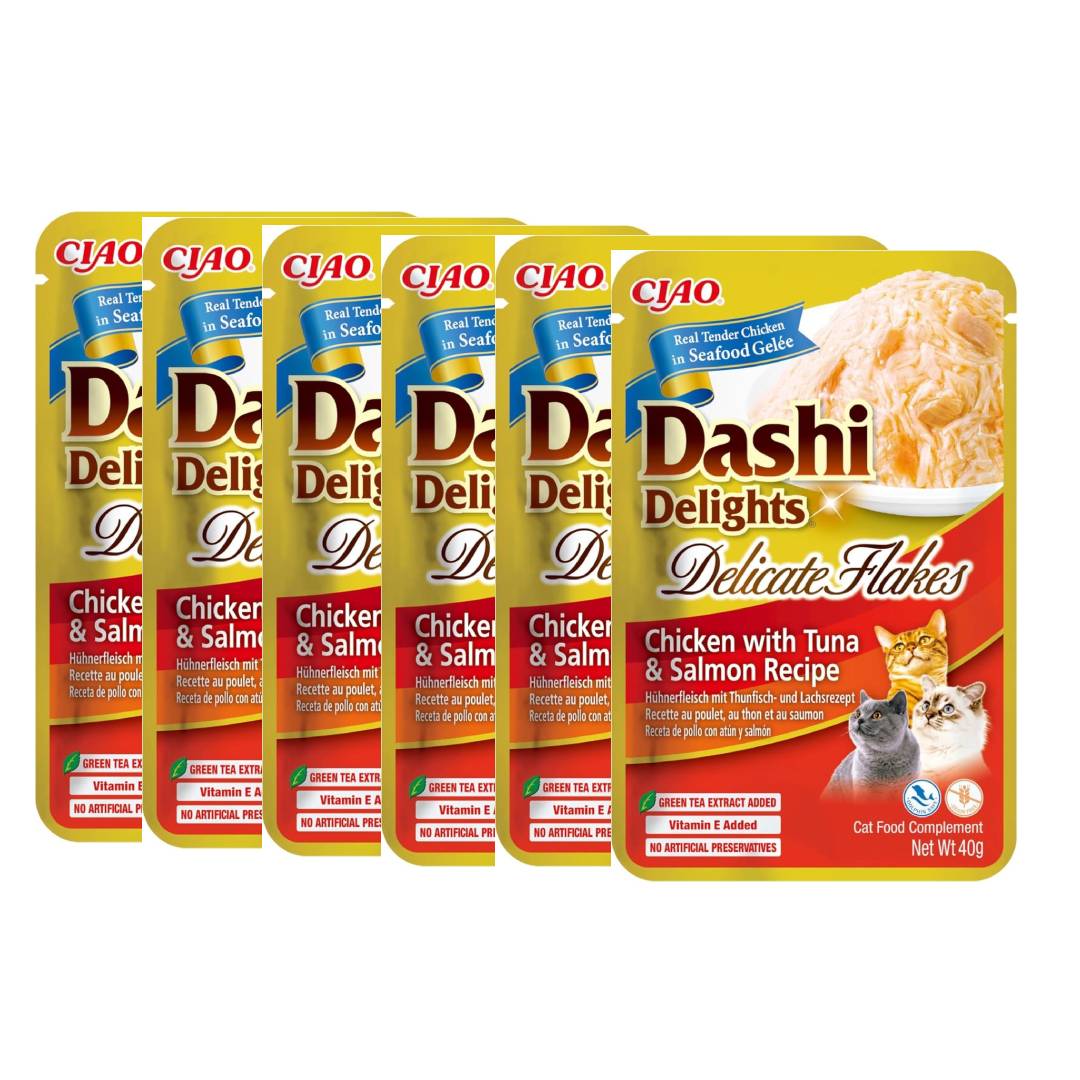 Dashi Delights Delicate Flakes Chicken with Tuna & Salmon Recipe 40gx6 pouches