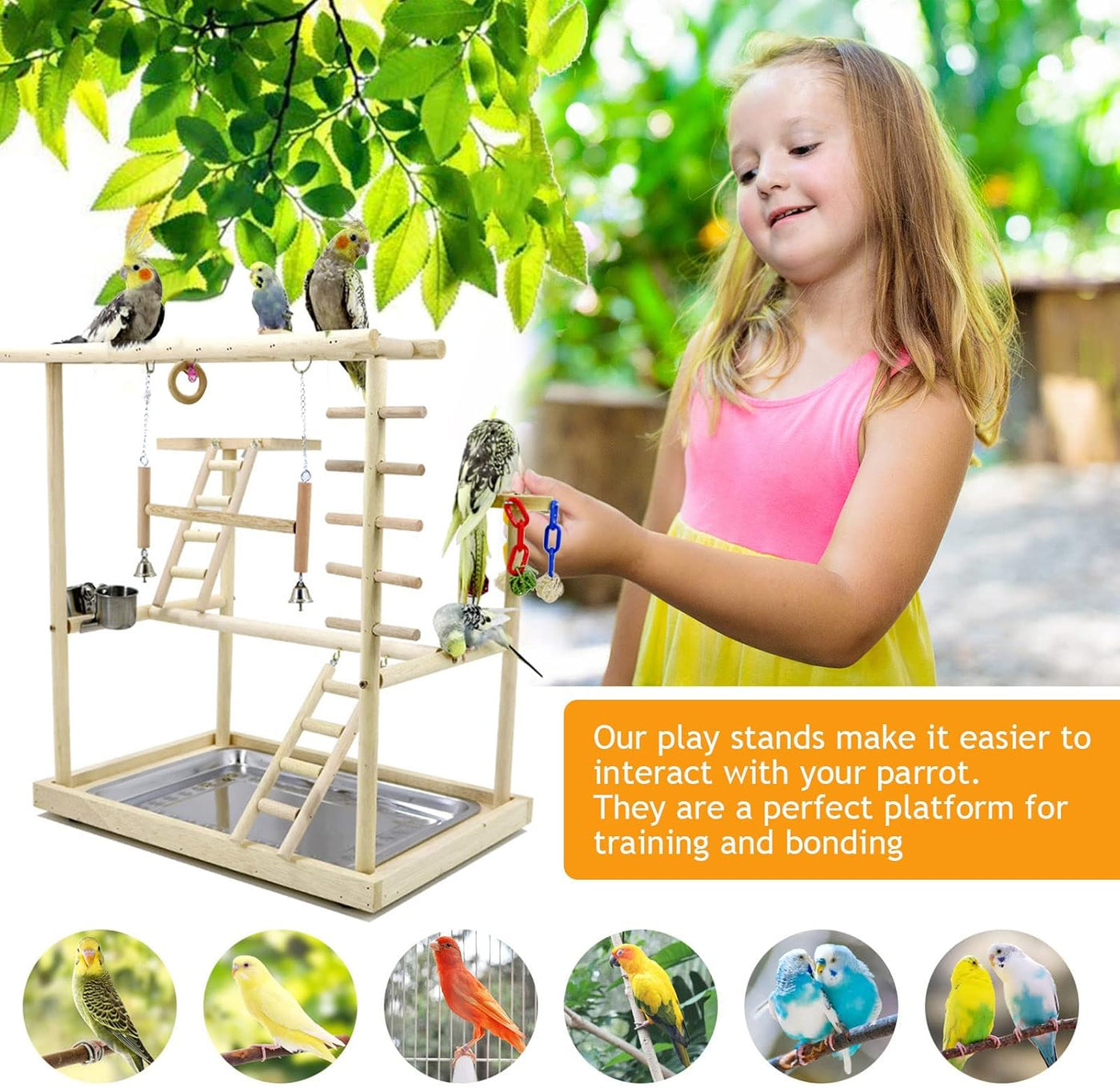 Happy Bird Toy For Wooden Standing 48×33.5×54.5cm