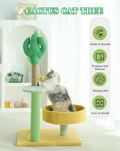 Modern Cactus Cat Tree with Scratcher 40*78cm