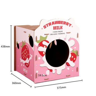 Strawberry Milk Cat House and  bed 37.5*36*43.8cm