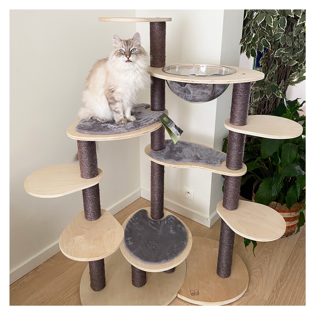 Orion Cat Scratching Post – Minimalist 130cm Sisal Tower with Transparent Nest