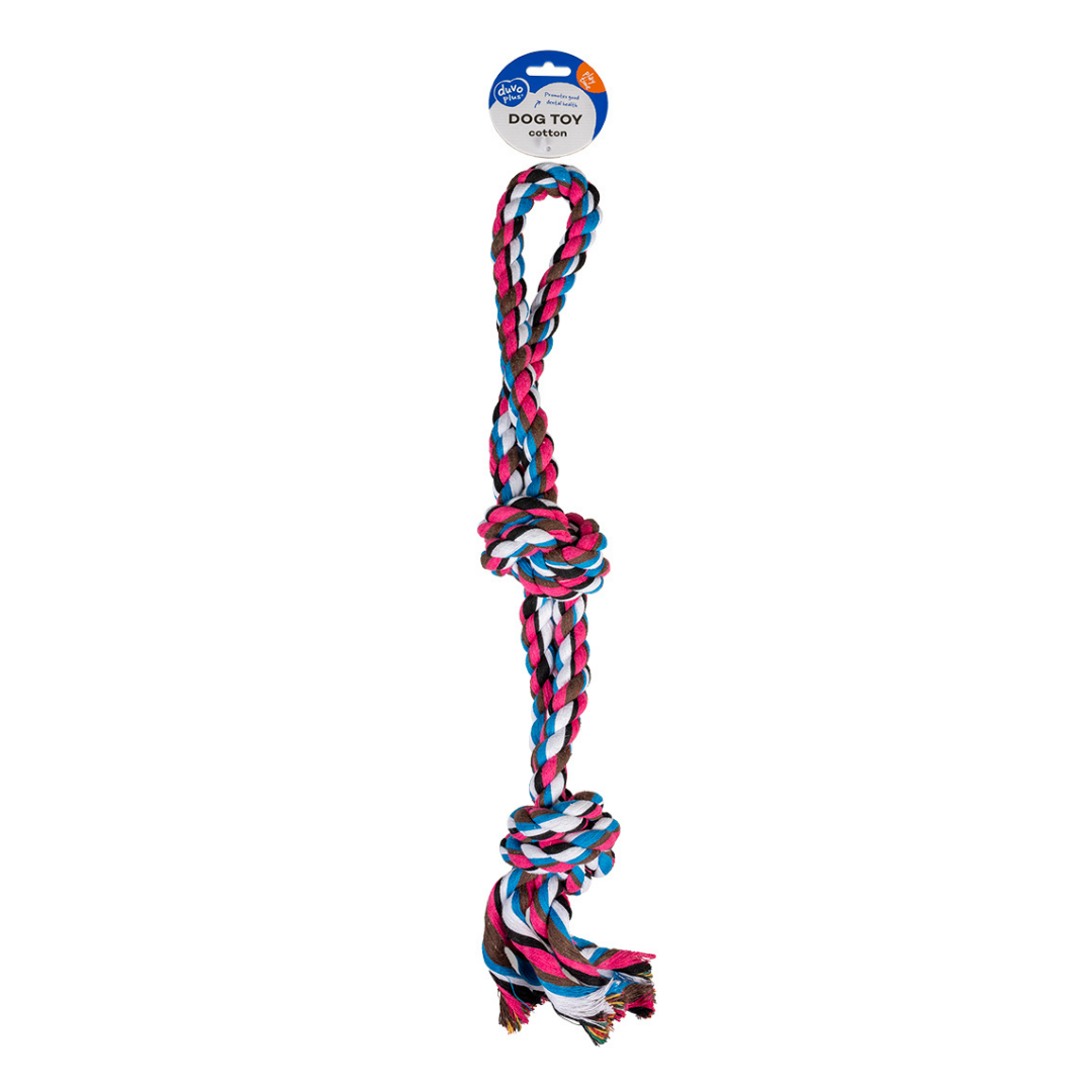 TUG TOY KNOTTED COTTON 2 KNOTS DOUBLE LOOP 50cm
