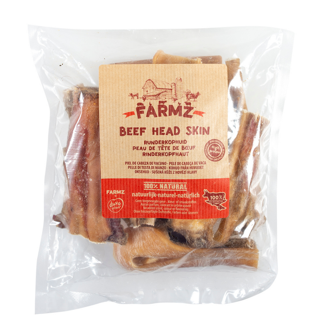 Farmz Beef Head Skin 12cm – 250g Natural High-Protein Dog Chews for Small &amp; Medium Breeds