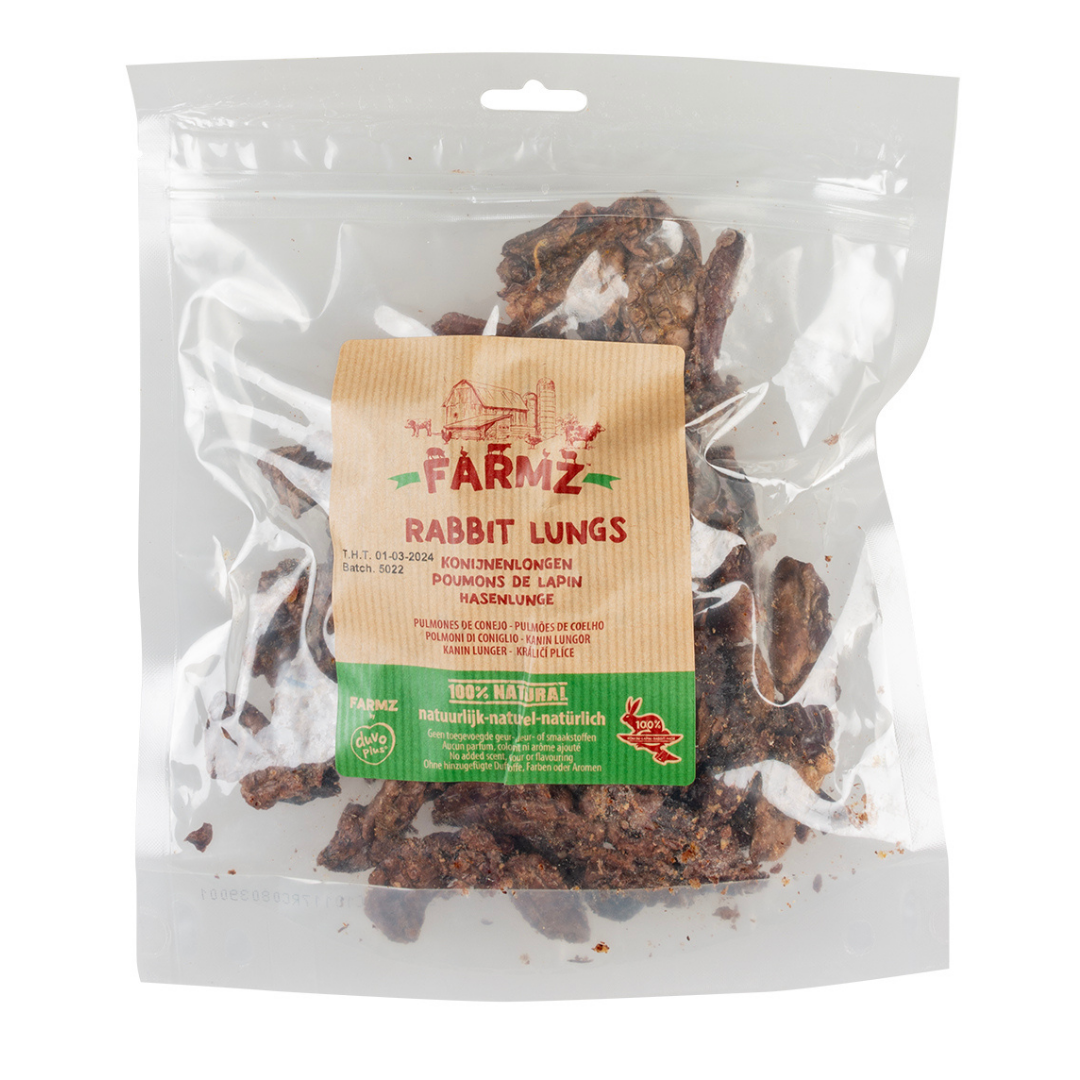 Package of Farmz rabbit lungs on a white background