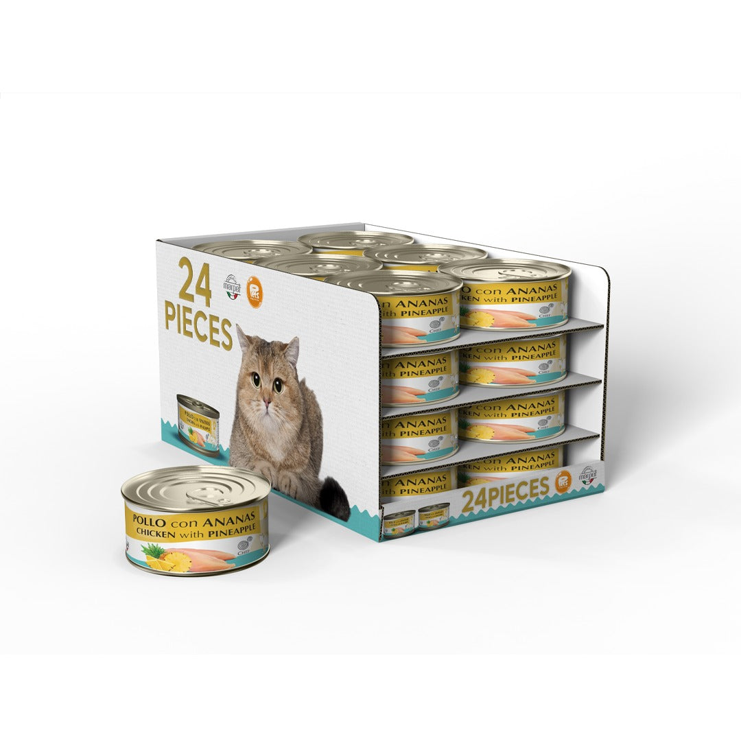 AEQUIL. CHEF Chicken with Pineapple Cat Food – 24 x 80g Multipack
