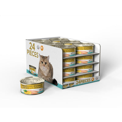 AEQUIL. CHEF Chicken with Pineapple Cat Food – 24 x 80g Multipack
