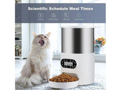 4.5L Cylindrical Stainless Steel Automatic Pet Feeder