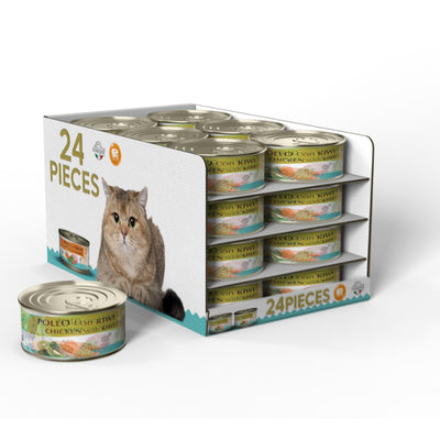 AEQUIL. CHEF Chicken with Kiwi Cat Food – 24 x 80g Multipack